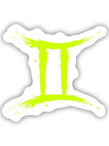 Sternzeichen Zwillinge Gelb Gemini Symbol - Sticker Größe S (10 x 10 cm) - Mattweiß - Vorne