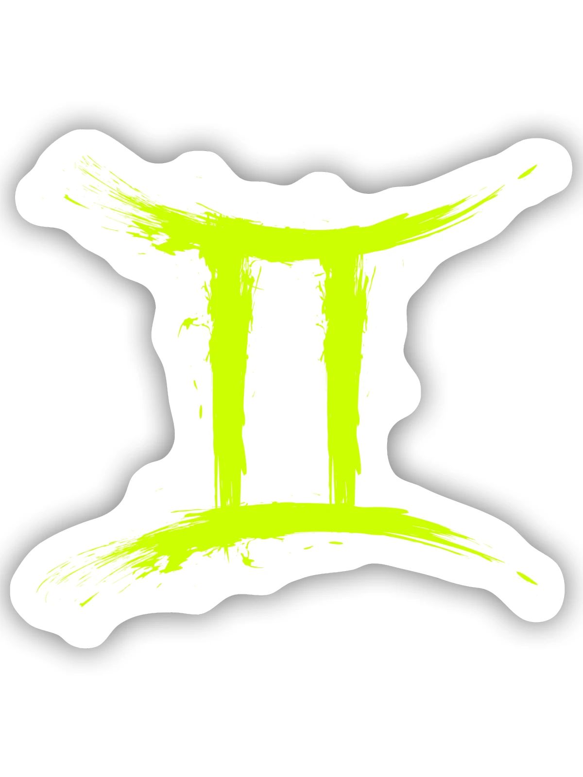 Sternzeichen Zwillinge Gelb Gemini Symbol - Sticker Größe S (10 x 10 cm) - Mattweiß - Vorne