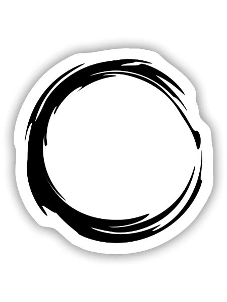 Kreis Symbol Schwarz Bürste - Sticker Größe S (10 x 10 cm) - Mattweiß - Vorne