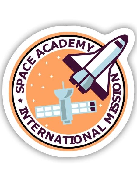 Space Academy International Vintage Farbe - Sticker Größe S (10 x 10 cm) - Mattweiß - Vorne