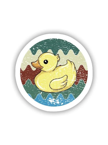 Badeente Retro - Sticker Größe S (10 x 10 cm) - Mattweiß - Vorne