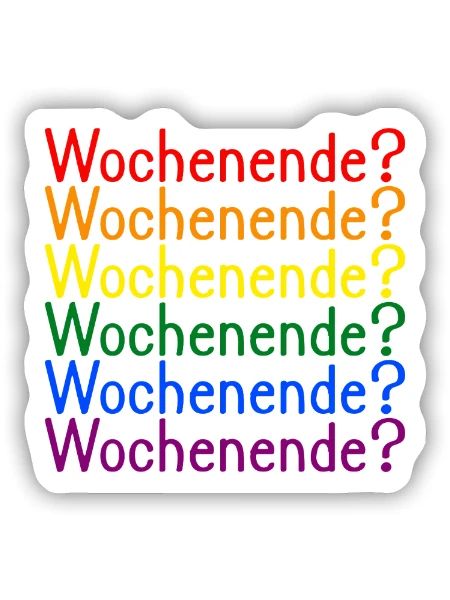 Wochenende Regenbogen LGBT - Sticker Größe S (10 x 10 cm) - Mattweiß - Vorne