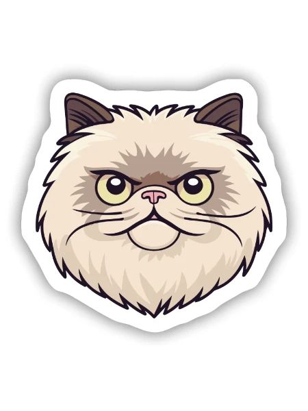 Himalaya-Katze-Karikatur-Aquarell-Illustration - Sticker Größe S (10 x 10 cm) - Mattweiß - Vorne