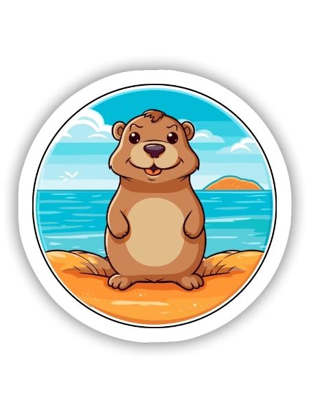Gopher Aquarell Cartoon Kawaii Clipart Tier - Sticker Größe S (10 x 10 cm) - Mattweiß - Vorne