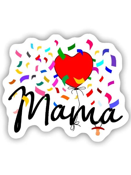 Mama Konfetti - Sticker Größe S (10 x 10 cm) - Mattweiß - Vorne