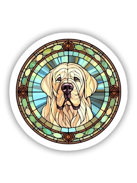 Pyrenäen-Mastiff-Hunderasse Buntglas Bunt - Sticker Größe S (10 x 10 cm) - Mattweiß - Vorne
