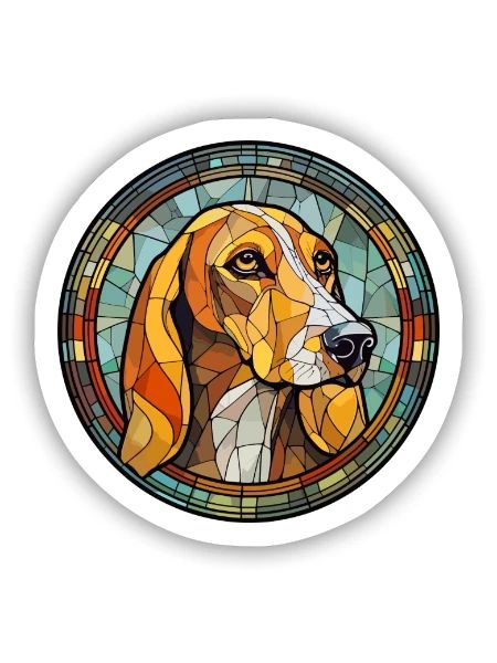 Lettische Jagdhundrasse Buntes Glas Wat - Sticker Größe S (10 x 10 cm) - Mattweiß - Vorne