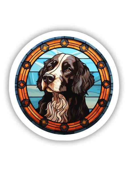 Landseer Hunderasse Bunte Wassersäule - Sticker Größe S (10 x 10 cm) - Mattweiß - Vorne