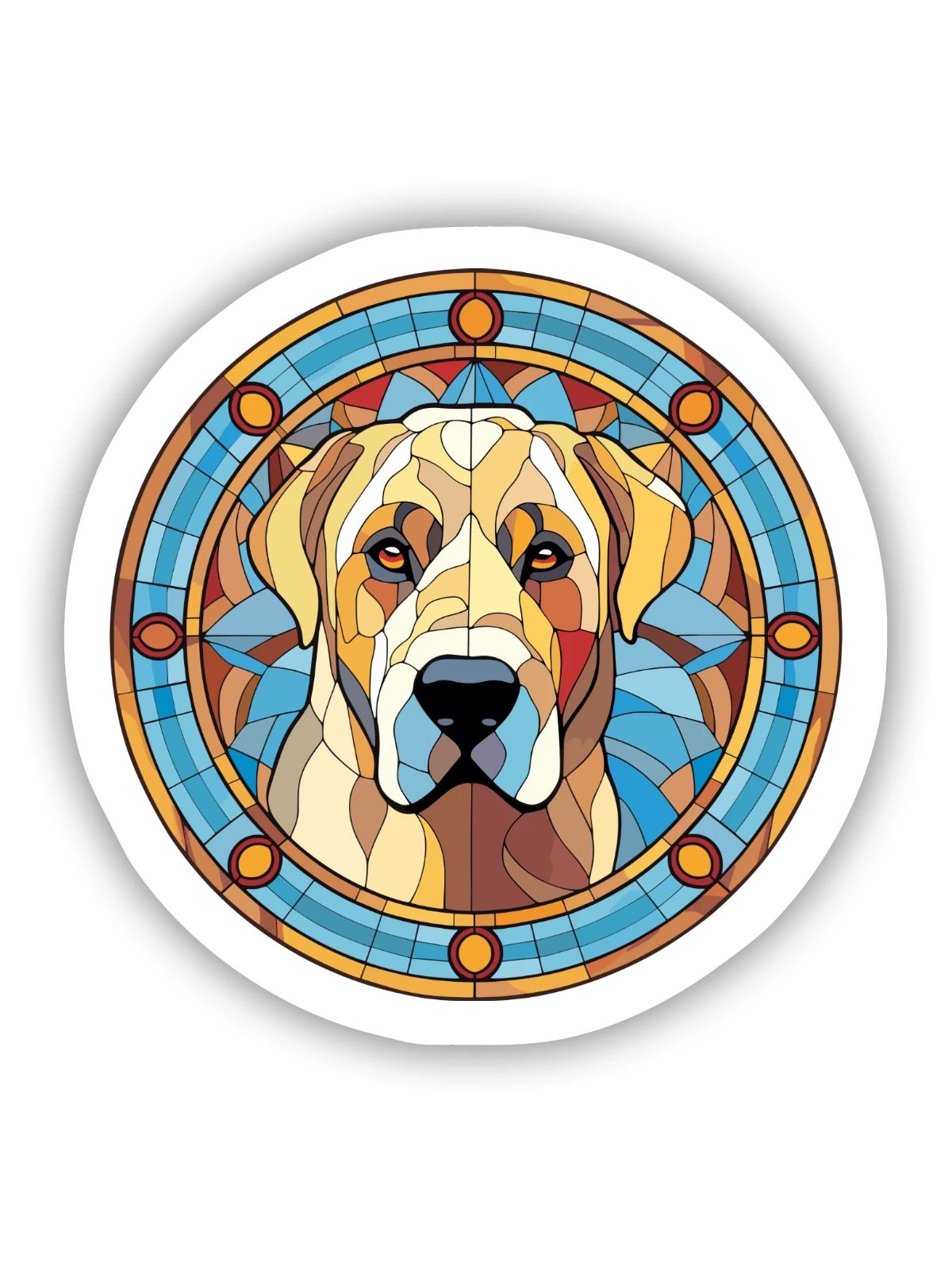 Kangal Hunderasse Buntes Aquarell - Sticker Größe S (10 x 10 cm) - Mattweiß - Vorne