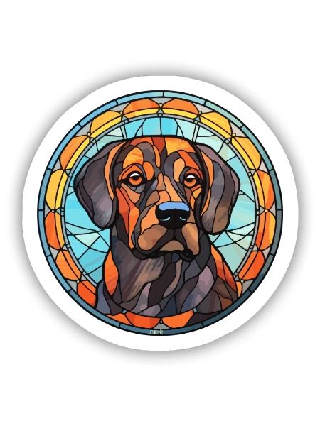 Berger de Beauce Hunderasse Buntglas bunt - Sticker Größe S (10 x 10 cm) - Mattweiß - Vorne