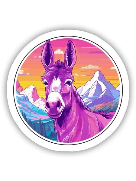 Esel Aquarell Karikatur Kawaii Haustier Tier Farbe - Sticker Größe S (10 x 10 cm) - Mattweiß - Vorne