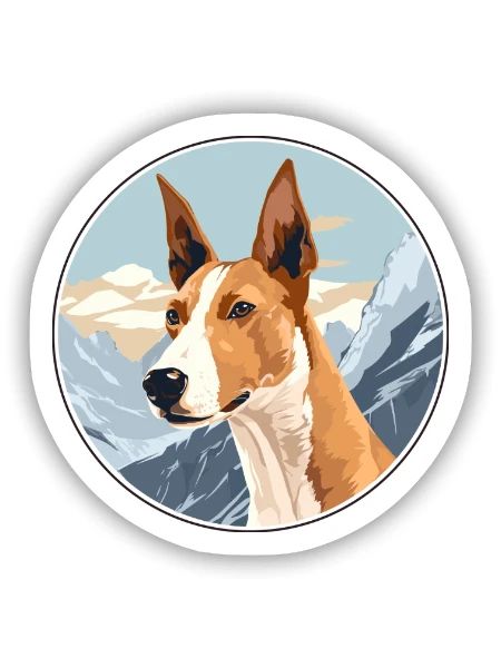 Ibizan Hound Hund Rasse Cartoon Kawaii Aquarell - Sticker Größe S (10 x 10 cm) - Mattweiß - Vorne