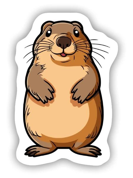 Gopher Niedliche Karikatur Kawaii Aquarell Tier Haustier - Sticker Größe S (10 x 10 cm) - Mattweiß - Vorne