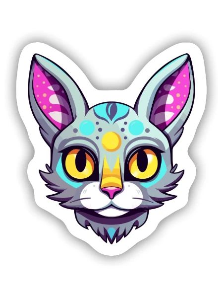 Ägyptische Mau-Katzenrasse Aquarell-Karikatur Kawaii - Sticker Größe S (10 x 10 cm) - Mattweiß - Vorne