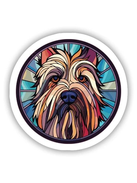 Skye Terrier Hunderasse Aquarell Illustration - Sticker Größe S (10 x 10 cm) - Mattweiß - Vorne
