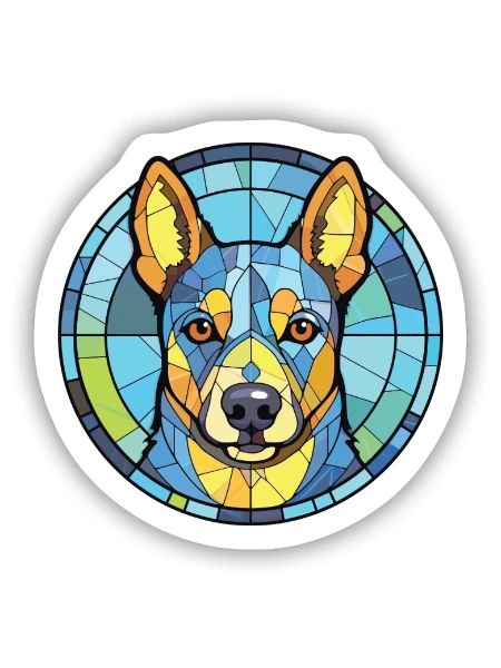 Blaue Heeler-Hunderasse Aquarell-Illustration - Sticker Größe S (10 x 10 cm) - Mattweiß - Vorne