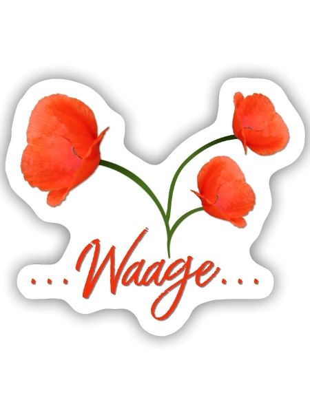 Waage Sternzeichen Waage Libra Mohn Klatschmohn - Sticker Größe S (10 x 10 cm) - Mattweiß - Vorne