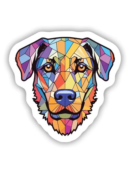 Deutsche Hunderasse Bunte Aquarell-Illustration - Sticker Größe S (10 x 10 cm) - Mattweiß - Vorne