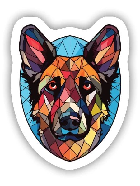 Deutscher Wachtelhund Hunderasse Aquarellglas - Sticker Größe S (10 x 10 cm) - Mattweiß - Vorne