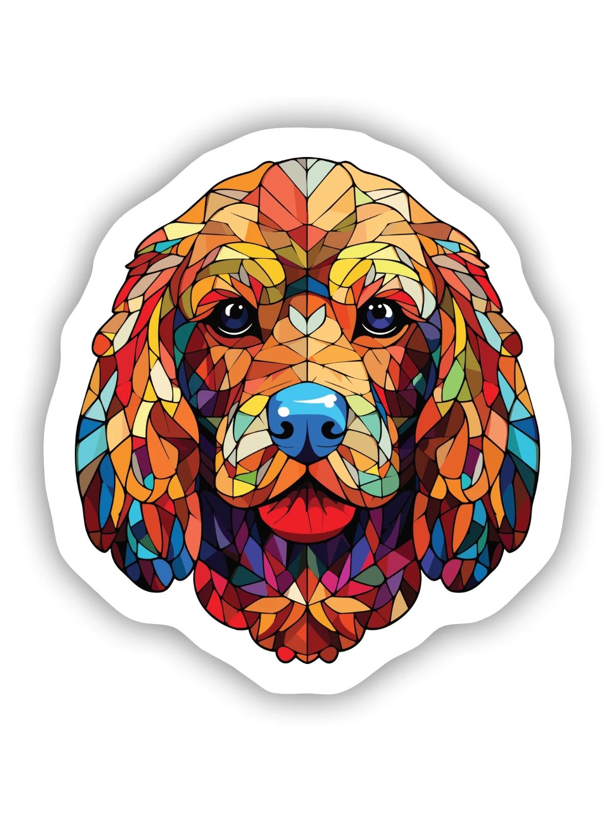 Cockapoo Hunderasse Aquarell Glas Illustration - Sticker Größe S (10 x 10 cm) - Mattweiß - Vorne