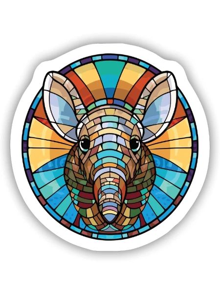 Gürteltier Bunte Aquarell-Tierillustration - Sticker Größe S (10 x 10 cm) - Mattweiß - Vorne