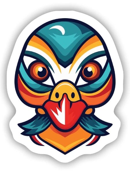 Mandarinenten-bunte Aquarell-Tierkarikatur - Sticker Größe S (10 x 10 cm) - Mattweiß - Vorne