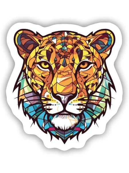 Knurrendes Grinsen Leopard Buntes Aquarelltier - Sticker Größe S (10 x 10 cm) - Mattweiß - Vorne