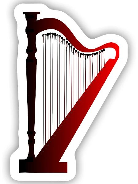 Harfe - Sticker Größe S (10 x 10 cm) - Mattweiß - Vorne