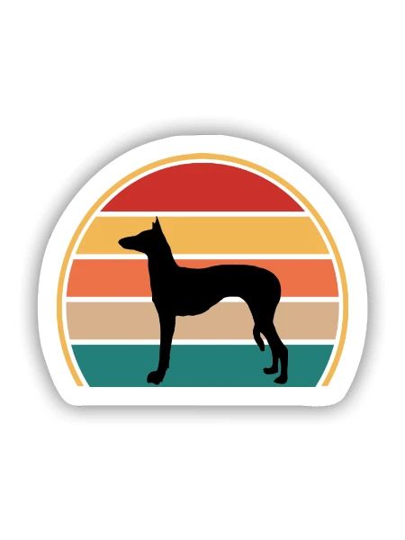 Ibizan Hound Hund Liebhaber Silhouette Vintage Sonnenuntergang - Sticker Größe S (10 x 10 cm) - Mattweiß - Vorne