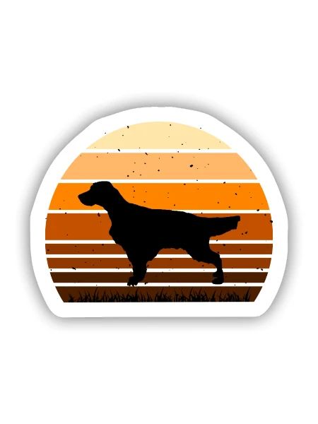 Englisch Setter Hund Liebhaber Silhouette Vintage Sonnenuntergang - Sticker Größe S (10 x 10 cm) - Mattweiß - Vorne