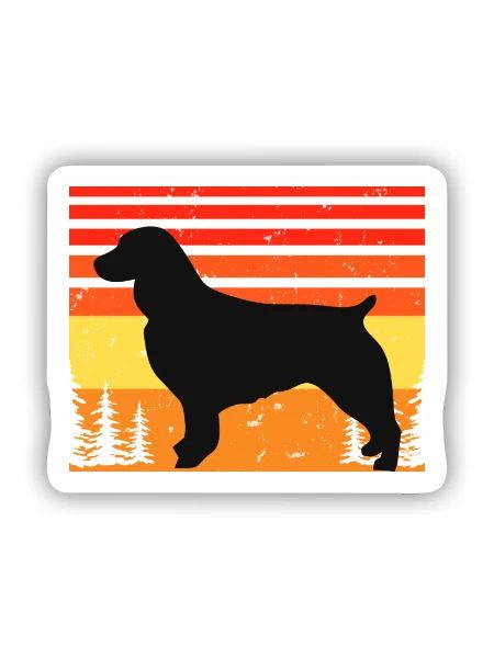 Boykin Spaniel Hund Lover Silhouette Vintage Sonnenuntergang - Sticker Größe S (10 x 10 cm) - Mattweiß - Vorne