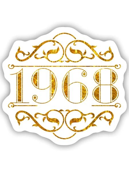 Goldenes Ornament 1968 - Sticker Größe S (10 x 10 cm) - Mattweiß - Vorne