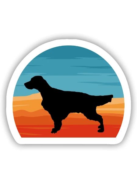 Englisch Setter Hundeliebhaber Silhouette Vintage Sonnenuntergang - Sticker Größe S (10 x 10 cm) - Mattweiß - Vorne