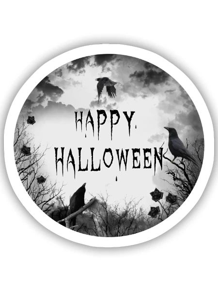 Halloween - Happy Halloween crows - Sticker Größe S (10 x 10 cm) - Mattweiß - Vorne