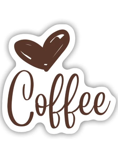 Kaffeeliebe in Kalligrafie-Print - Sticker Größe S (10 x 10 cm) - Mattweiß - Vorne