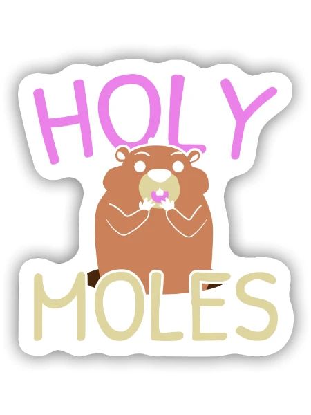 Löchrige Maulwürfe Tierisches Wortspiel Maulwurfli - Sticker Größe S (10 x 10 cm) - Mattweiß - Vorne