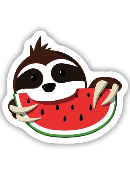 Faultier Melone - Sticker Größe S (10 x 10 cm) - Mattweiß - Vorne