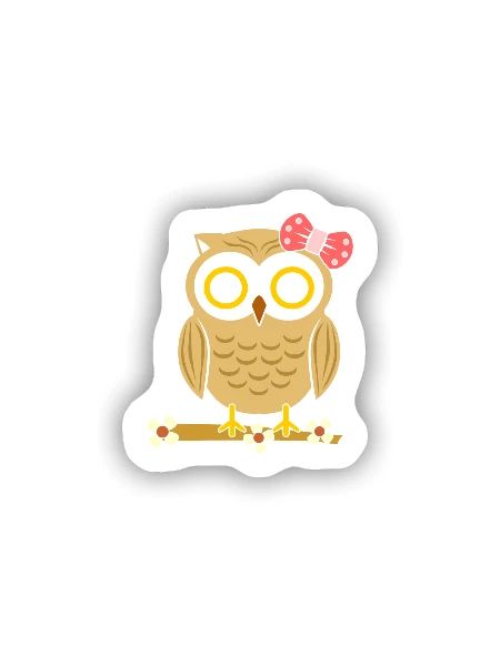 Uhu Eule Süß - Sticker Größe S (10 x 10 cm) - Mattweiß - Vorne