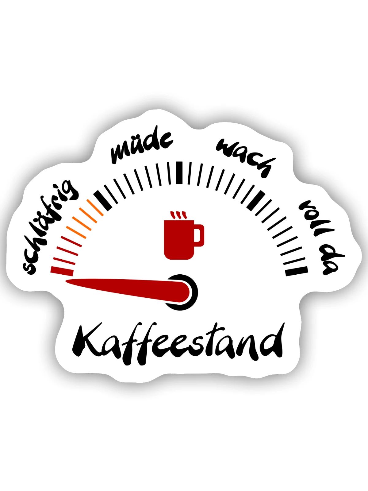 Kaffeeanzeige müde - Sticker Größe S (10 x 10 cm) - Mattweiß - Vorne
