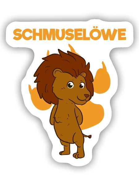 Schmuselöwe Schmusefreund Schmusen - Sticker Größe S (10 x 10 cm) - Mattweiß - Vorne
