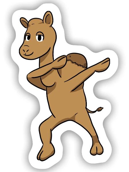Dab Camel - Sticker Größe S (10 x 10 cm) - Mattweiß - Vorne
