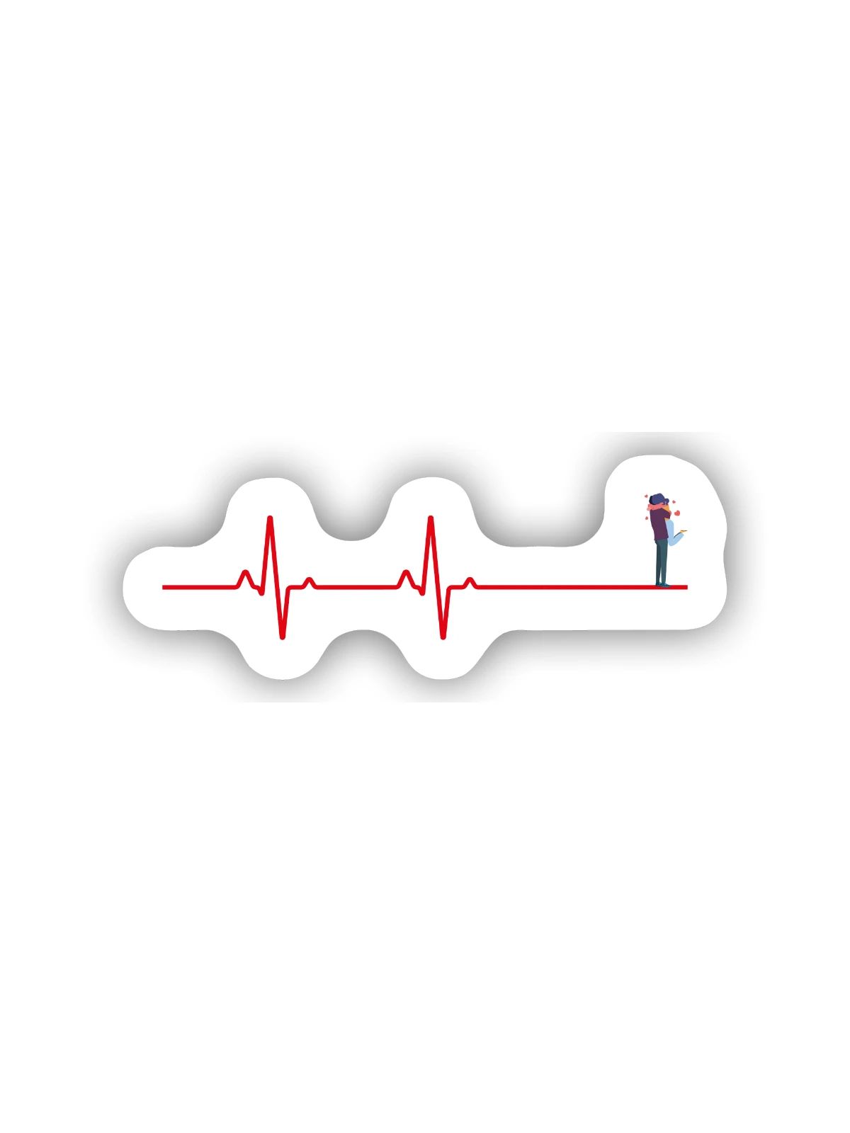 Liebespaar Herzschlag - Sticker Größe S (10 x 10 cm) - Mattweiß - Vorne
