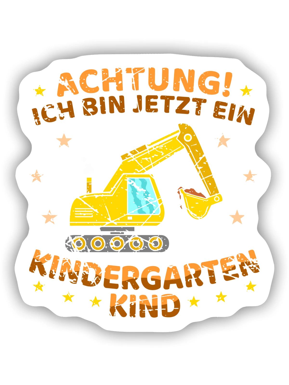 Kindergartenkind Bagger Jungen - Sticker Größe S (10 x 10 cm) - Mattweiß - Vorne
