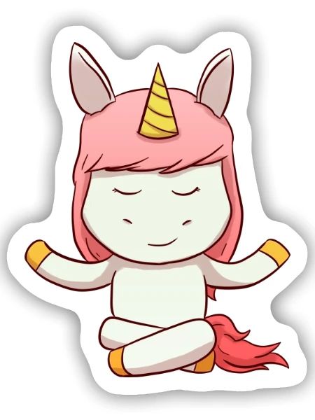 Unicorn Meditation - Sticker Größe S (10 x 10 cm) - Mattweiß - Vorne