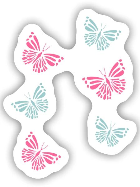 Butterflies Schmetterlinge - Sticker Größe S (10 x 10 cm) - Mattweiß - Vorne