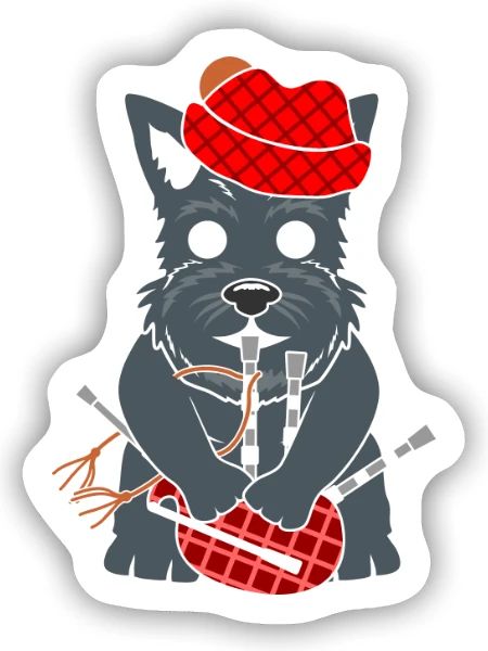 Bagpipe Scottish Terrier Dudelsack Schotte - Sticker Größe S (10 x 10 cm) - Mattweiß - Vorne