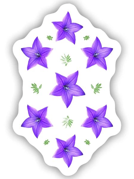 lila Blume - Glockenblume - Sticker Größe S (10 x 10 cm) - Mattweiß - Vorne