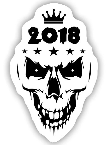 2018 Totenkopf - Sticker Größe S (10 x 10 cm) - Mattweiß - Vorne