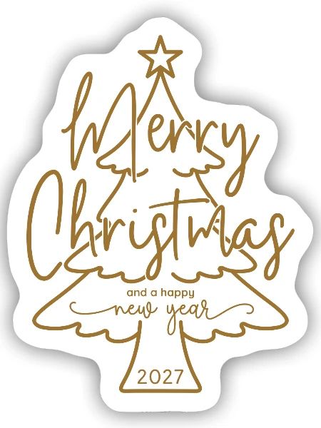 Merry Christmas and a Happy New Year 2027 - Sticker Größe S (10 x 10 cm) - Mattweiß - Vorne
