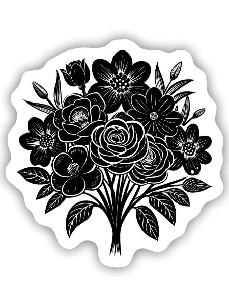 Blumenstrauß - Sticker Größe S (10 x 10 cm) - Mattweiß - Vorne